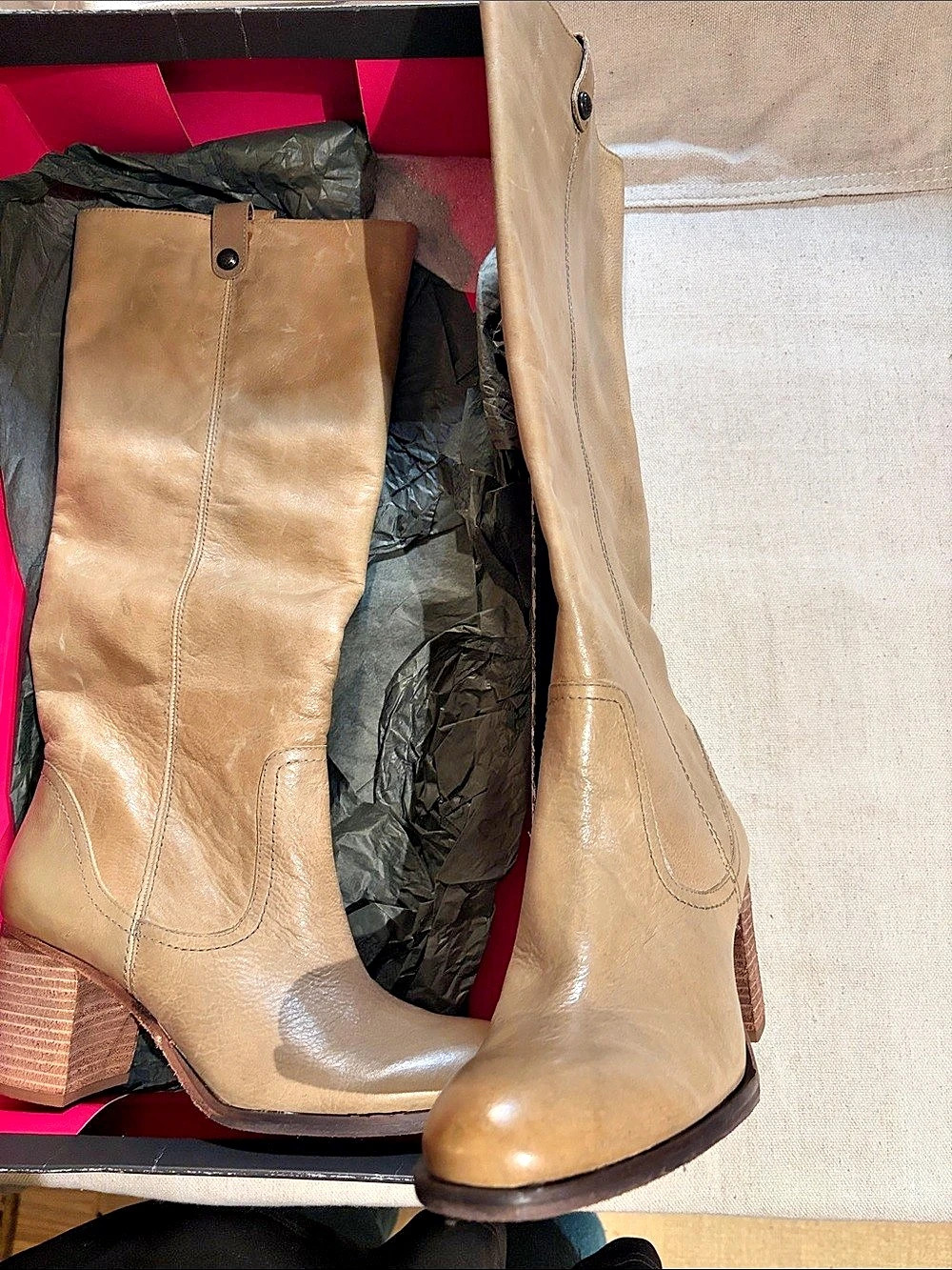 Vince Camuto Tall Heeled Boots in Tan new never worn